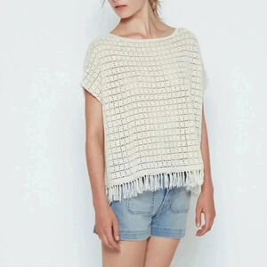 {Joíe} Coachella Amal Crochet Fringe Top in Cream in Size XXS